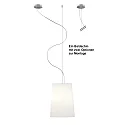 Casablanca Luminaria colgante MESA LONG de 1 llama E27 IP20, aluminio cepillado, mate, blanco opalino regulable
