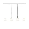 Luminaria colgante MESA de 4 llamas E27 IP20, mate, blanco opalino regulable