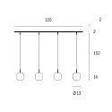 Casablanca Pendant luminaire MUREA, 4x E27, IP20, opal white matt