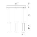 Luminaria colgante TUBUS 12 de 3 llamas E27 IP20, aluminio cepillado regulable