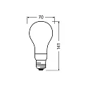 Ledvance Lámpara LED en forma de pera CLASSIC A 150 DIM mate E27 18W 2452lm 2700K 330° CRI 80 regulable