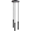 Luminaria colgante SLIM DIM de 3 llamas, redondo, UGR < 19 IP20, negro intenso regulable