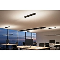 Deko-Light Luminaria colgante OFFICE THREE PRO UP AND DOWN controlable por DALI, directo / indirecto IP20, mate, negro intenso regulable