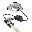 Deko-Light Proyector empotrado DIONE IP44 DIM 830 giratorio, con cable a través de IP44, cromo regulable
