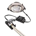 Deko-Light Proyector empotrado DIONE IP44 DTW 930-918 giratorio, Dim-To-Warm, con cable a través de IP44, níquel cepillado regulable
