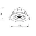 Deko-Light recessed spotlight SURTUR TILT 83 DTW swivelling, Dim-To-Warm IP20/IP44, white dimmable
