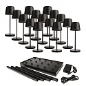 battery table lamp CANIS MINI GASTRO with touch dimmer, with charger, 15 pcs. IP65, mat, graphite black dimmable