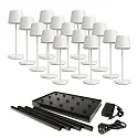 battery table lamp CANIS MINI GASTRO with touch dimmer, with charger, 15 pcs. IP65, mat, traffic white dimmable