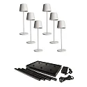 battery table lamp CANIS GASTRO M with touch dimmer, with charger, 6 pieces IP65, dark grey, mat dimmable