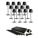 battery table lamp CANIS GASTRO L with touch dimmer, with charger, 12 pcs. IP65, mat, graphite black dimmable