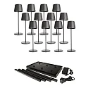 battery table lamp CANIS GASTRO L with touch dimmer, with charger, 12 pcs. IP65, dark grey, mat dimmable