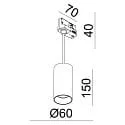 Deko-Light Luminaria colgante trifásica CAN 150 abajo, cilíndrico, corto GU10 IP20, blanco