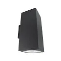 Foco para fachadas SHORELINE PRO SQUARE 140 UP&DOWN de 2 llamas, angular, CCT Switch IP65, plomo oscuro regulable