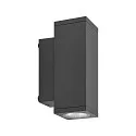 Foco para fachadas SHORELINE PRO LED SQUARE 70 UP&DOWN de 2 llamas, angular, CCT Switch IP65, plomo oscuro regulable