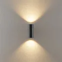 Deko-Light Foco para fachadas ACHERNAR UP & DOWN de 2 llamas, cilíndrico, con portalámpara GU10 IP65, plomo oscuro