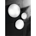 Fabas Luce Fabas Luce PLAZA Ceiling luminaire, IP41, E27, glass white, Ø 40cm, metal nickel satin