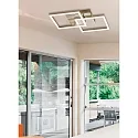 Fabas Luce Luminaria de techo BARD 45X45 pequeño, doble, controlable por voz, incl. Smartluce IP20, dorado mate, satinado regulable