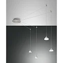 Luminaria colgante ISABELLA de 4 llamas IP20, aluminio, cromo, níquel satinado, satinado regulable