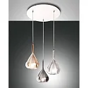 Luminaria colgante LILA de 3 llamas E27 IP20, color ámbar, color humo, transparente, blanco regulable