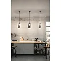 Fabas Luce Luminaria colgante SILO cilíndrico, ajustable E27 IP20, color humo, negro regulable