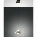 Luminaria colgante ARABELLA corto IP20, color humo, negro regulable