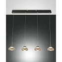 Luminaria colgante ARABELLA de 4 llamas, redondo IP20, color ámbar, negro regulable
