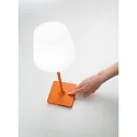 Fabas Luce battery table lamp ADAM with USB connection, with touch dimmer IP44, orange dimmable