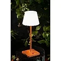 Fabas Luce battery table lamp ADAM with USB connection, with touch dimmer IP44, orange dimmable