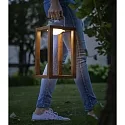 Fabas Luce Lámpara de mesa a pilas BLEND IP54, color nuez regulable