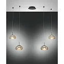 Luminaria colgante BRENA de 4 llamas IP20, negro regulable