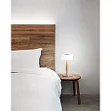 Fabas Luce Luminaria de mesa ELEA IP20, roble, níquel satinado regulable