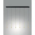 Luminaria colgante SUSA de 6 llamas IP20, negro, latón satinado regulable