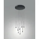 pendant luminaire SUSA 8 flames IP20, black dimmable