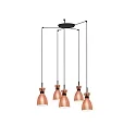 Luminaria colgante RETRO de 5 llamas E14 IP20, color cobre, mate 
