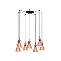 Luminaria colgante RETRO de 7 llamas E14 IP20, color cobre, mate 