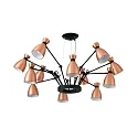Luminaria colgante RETRO de 12 llamas E14 IP20, color cobre, mate 