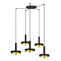 Luminaria colgante WHIZZ de 5 llamas E27 IP20, dorado, negro 