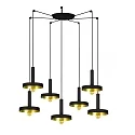 Luminaria colgante WHIZZ de 7 llamas E27 IP20, dorado, negro 