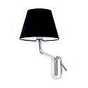 Luminaria de pared ETERNA E27 IP20, cromo, negro 