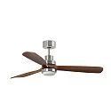 Ventilador de techo LANTAU XL con mando a distancia IP20, níquel mate, color nogal