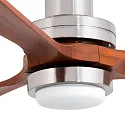Faro Ventilador de techo LANTAU L con mando a distancia IP20, níquel mate, color nogal