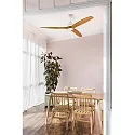 Faro Ventilador de techo ALO CCT con mando a distancia IP20, blanco mate, pino