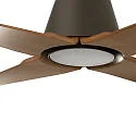 Faro Ventilador de techo TYPHOON M con mando a distancia IP44, marrón, arce
