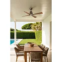 Faro Ventilador de techo TYPHOON M con mando a distancia IP44, marrón, arce