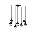 Luminaria colgante CLAIRE de 7 llamas E27 IP20, negro brillante 