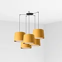 Luminaria colgante SAMBA de 5 llamas E27 IP20, amarillo, negro mate 
