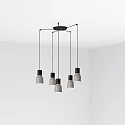 pendant luminaire KOMBO 5 flames E27 IP20, grey, black matt 