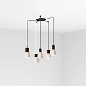 Luminaria colgante KOMBO de 5 llamas E27 IP20, beige, negro mate 