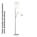 Luminaria de pedestal 952 con brazo articulado, con punto LED IP20, mate, latón, blanco regulable