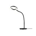 Knapstein table lamp TESSA-T-FLEX with flex arm, controllable with gestures IP20, black dimmable